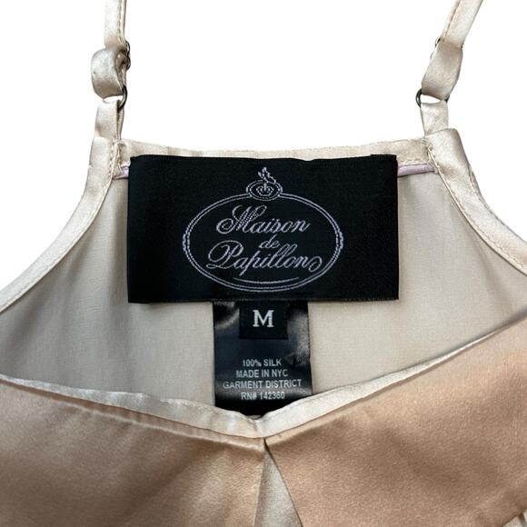 Maison de Papillion 100% Silk Tan Nude Baby Doll Night Dress Pajamas USA Medium - Picture 4 of 5